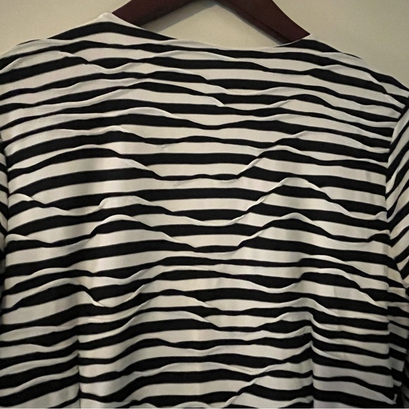 Chico’s Textured Black and White Striped Mid Length Dress Women’s medium - Picture 9 of 16